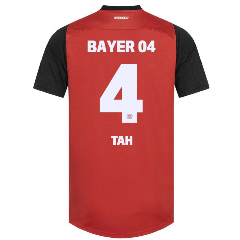 Danxen Kinderen Jonathan Tah #4 Rood Zwart Thuisshirt Thuistenue 2024/25 T-Shirt