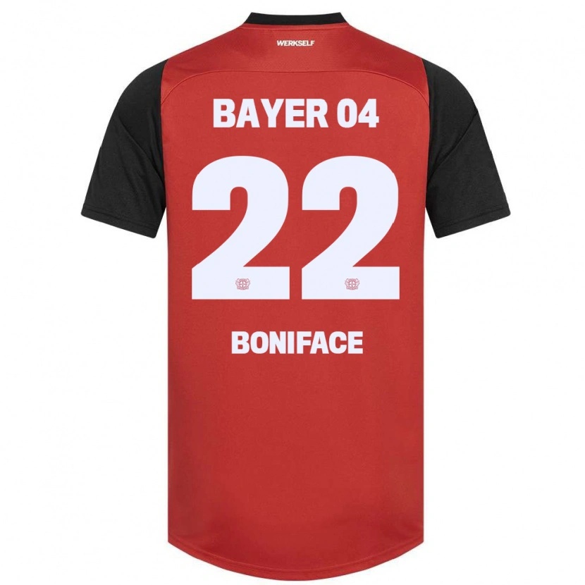 Danxen Kinderen Victor Boniface #22 Rood Zwart Thuisshirt Thuistenue 2024/25 T-Shirt