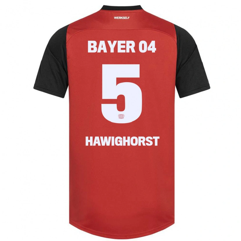 Danxen Kinderen Ben Hawighorst #5 Rood Zwart Thuisshirt Thuistenue 2024/25 T-Shirt