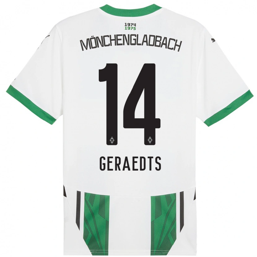 Danxen Kinderen Kelsey Geraedts #14 Wit Groen Thuisshirt Thuistenue 2024/25 T-Shirt