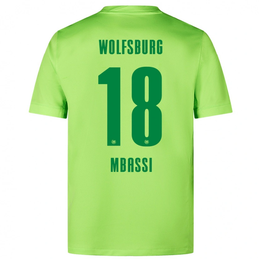 Danxen Kinderen Mario Mbassi #18 Fluorescerend Groen Thuisshirt Thuistenue 2024/25 T-Shirt