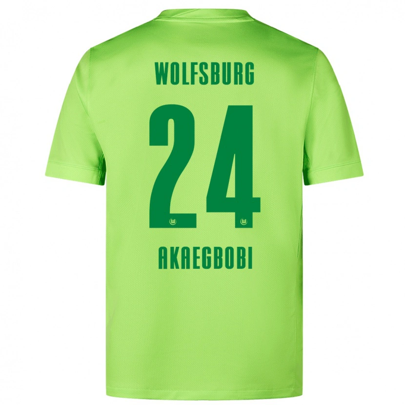 Danxen Kinderen Jonathan Akaegbobi #24 Fluorescerend Groen Thuisshirt Thuistenue 2024/25 T-Shirt