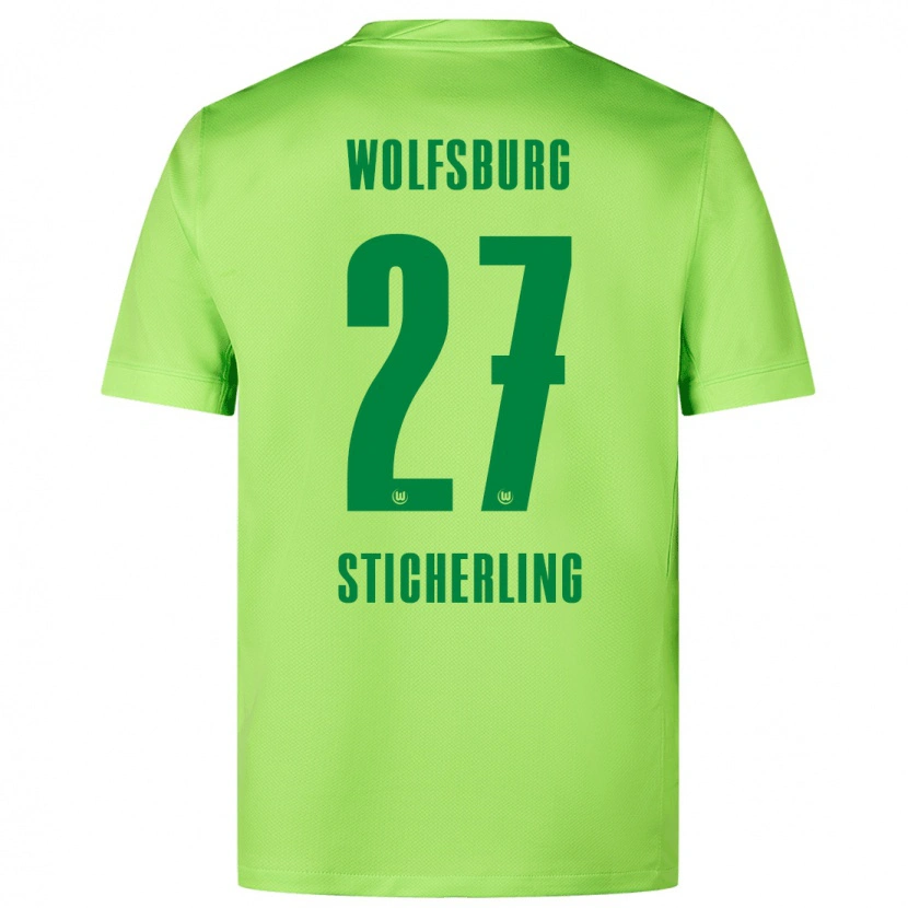 Danxen Kinderen Carl-Anton Sticherling #27 Fluorescerend Groen Thuisshirt Thuistenue 2024/25 T-Shirt