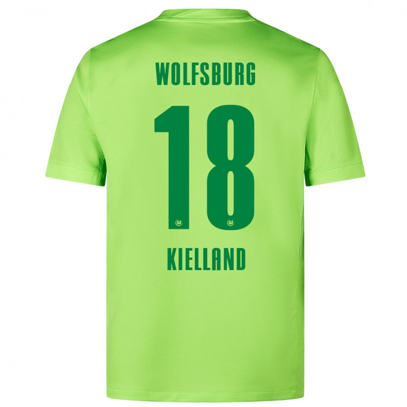 Danxen Kinderen Justine Kielland #18 Fluorescerend Groen Thuisshirt Thuistenue 2024/25 T-Shirt