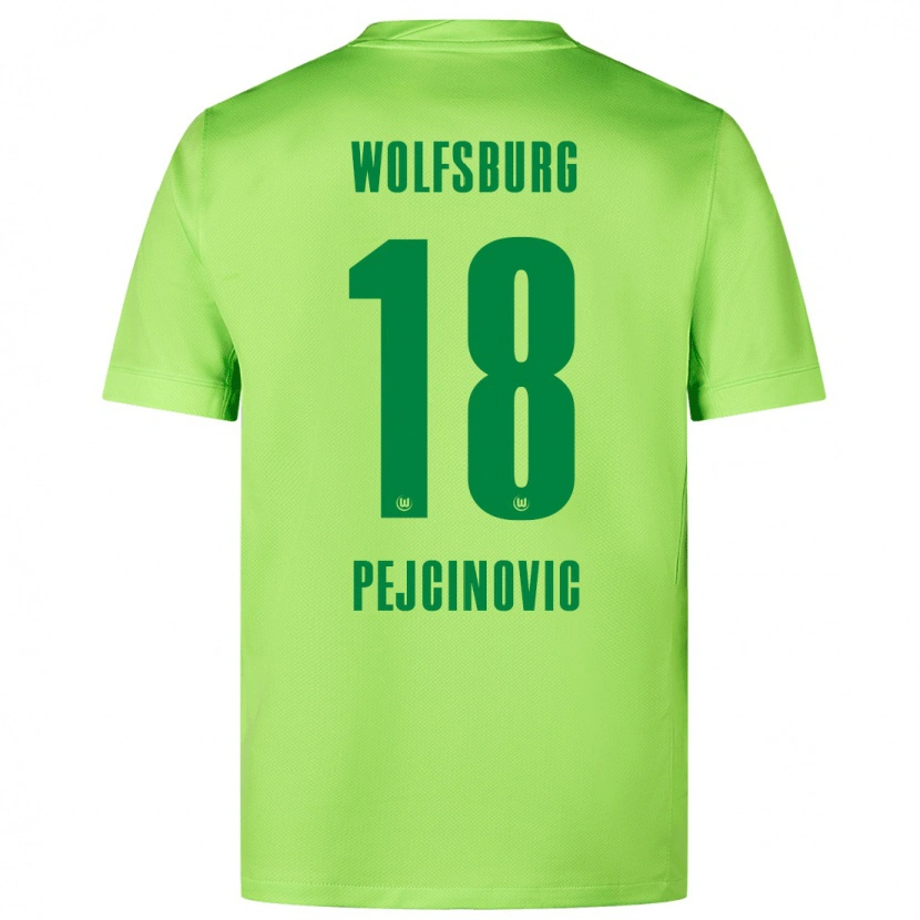 Danxen Kinderen Dzenan Pejcinovic #18 Fluorescerend Groen Thuisshirt Thuistenue 2024/25 T-Shirt