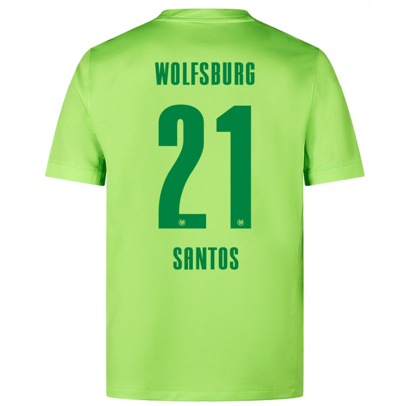 Danxen Kinderen Leonardo Santos #21 Fluorescerend Groen Thuisshirt Thuistenue 2024/25 T-Shirt