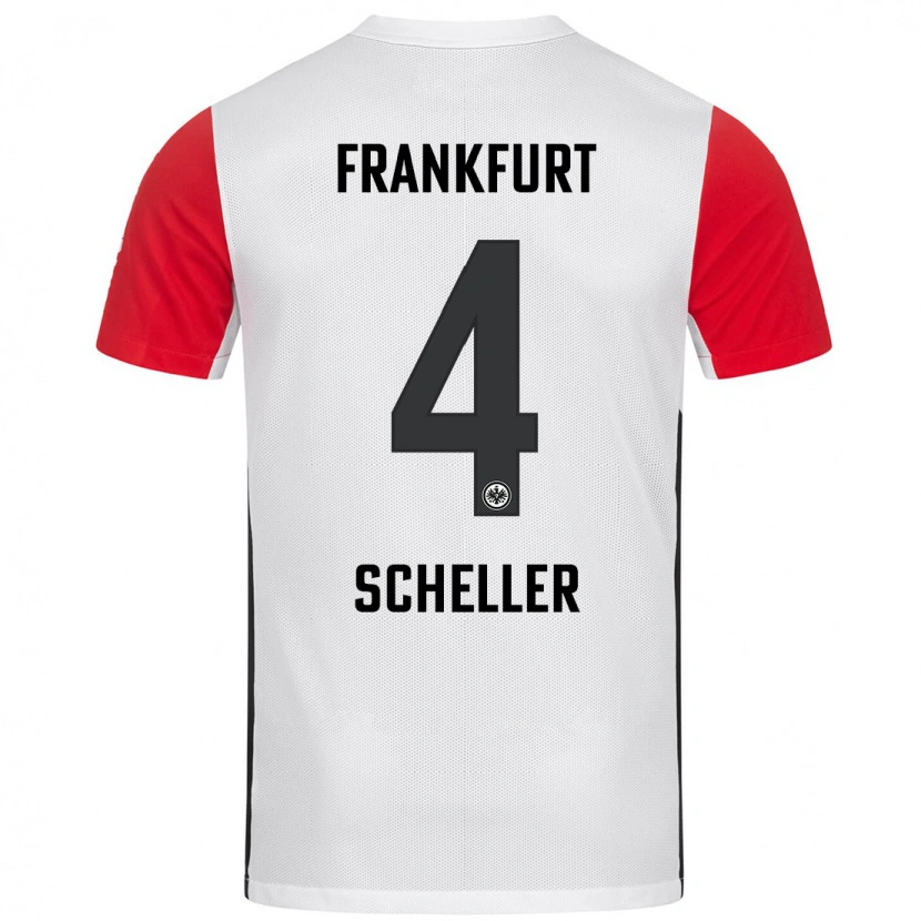 Danxen Kinderen Niklas Scheller #4 Wit Rood Thuisshirt Thuistenue 2024/25 T-Shirt