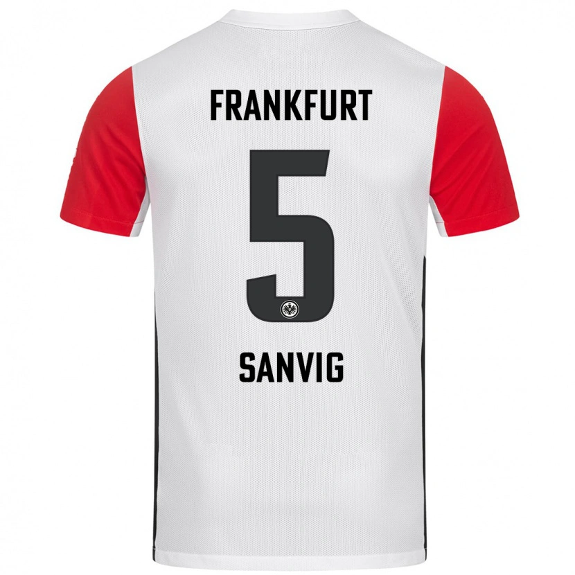 Danxen Kinderen Pernille Sanvig #5 Wit Rood Thuisshirt Thuistenue 2024/25 T-Shirt