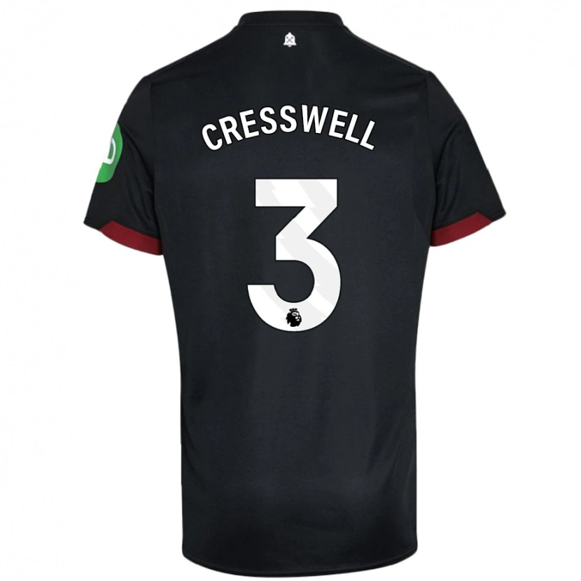 Danxen Kinderen Aaron Cresswell #3 Zwart Wit Uitshirt Uittenue 2024/25 T-Shirt