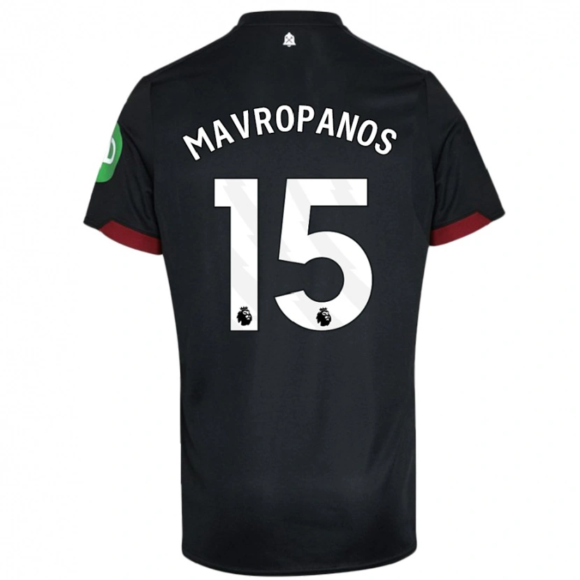 Danxen Kinderen Konstantinos Mavropanos #15 Zwart Wit Uitshirt Uittenue 2024/25 T-Shirt