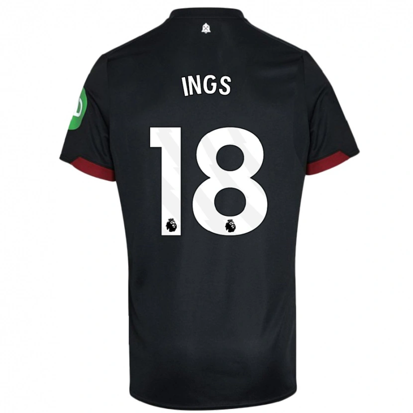 Danxen Kinderen Danny Ings #18 Zwart Wit Uitshirt Uittenue 2024/25 T-Shirt