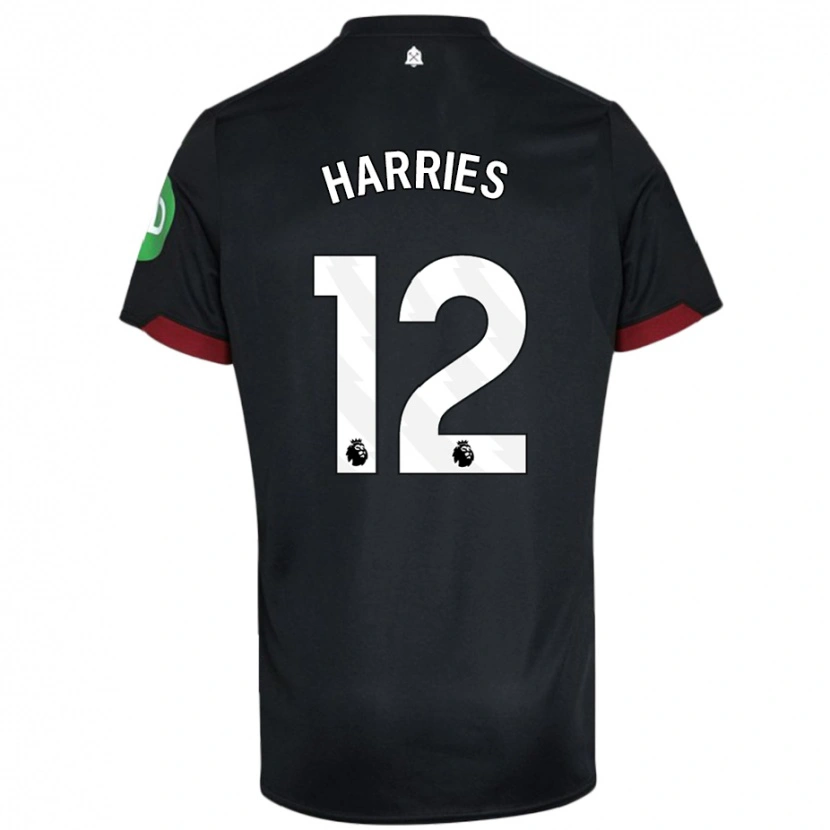 Danxen Kinderen Emma Harries #12 Zwart Wit Uitshirt Uittenue 2024/25 T-Shirt