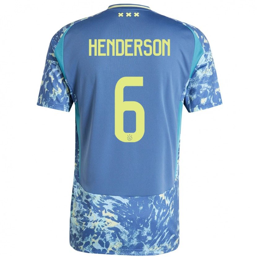 Danxen Kinderen Jordan Henderson #6 Grijs Blauw Geel Uitshirt Uittenue 2024/25 T-Shirt