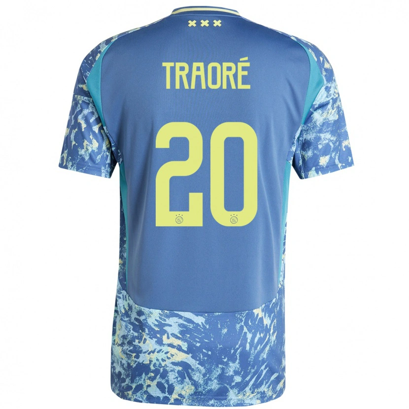 Danxen Kinderen Bertrand Traoré #20 Grijs Blauw Geel Uitshirt Uittenue 2024/25 T-Shirt