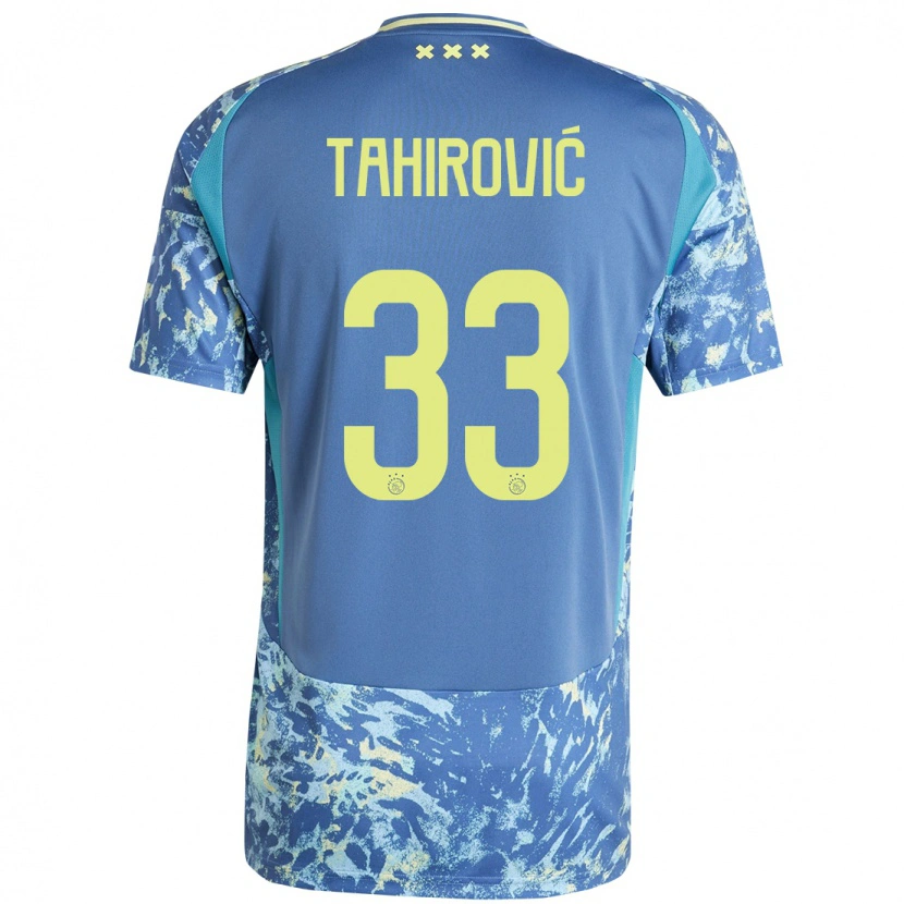 Danxen Kinderen Benjamin Tahirovic #33 Grijs Blauw Geel Uitshirt Uittenue 2024/25 T-Shirt