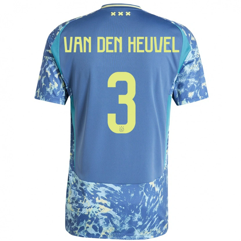 Danxen Kinderen Nino Van Den Heuvel #3 Grijs Blauw Geel Uitshirt Uittenue 2024/25 T-Shirt