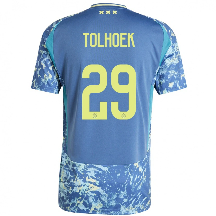 Danxen Kinderen Danique Tolhoek #29 Grijs Blauw Geel Uitshirt Uittenue 2024/25 T-Shirt