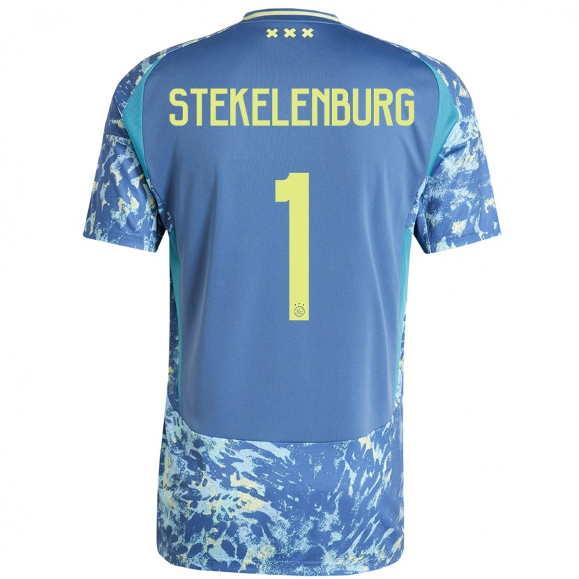 Danxen Kinderen Maarten Stekelenburg #1 Grijs Blauw Geel Uitshirt Uittenue 2024/25 T-Shirt