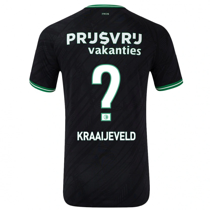 Danxen Kinderen Thijs Kraaijeveld #0 Zwart Groen Uitshirt Uittenue 2024/25 T-Shirt