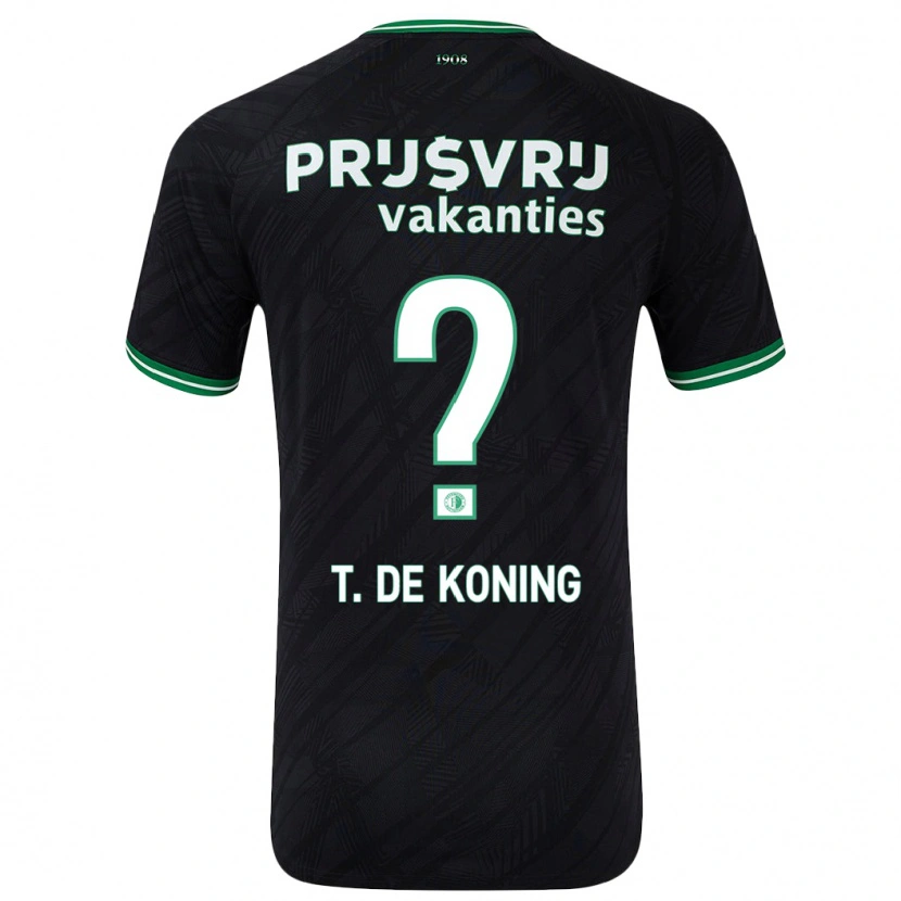 Danxen Kinderen Tim De Koning #0 Zwart Groen Uitshirt Uittenue 2024/25 T-Shirt