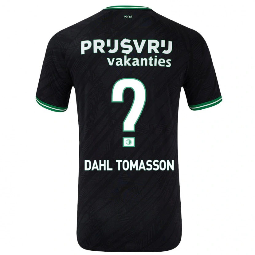 Danxen Kinderen Luca Dahl Tomasson #0 Zwart Groen Uitshirt Uittenue 2024/25 T-Shirt