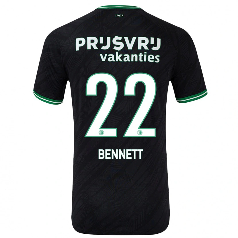 Danxen Kinderen Walter Bennett #22 Zwart Groen Uitshirt Uittenue 2024/25 T-Shirt