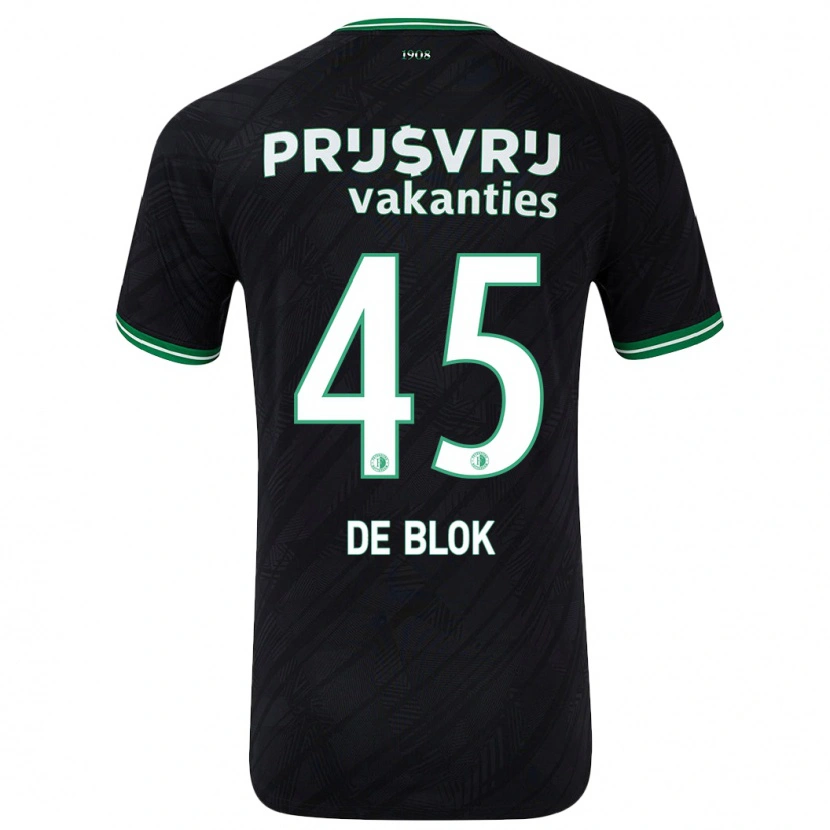 Danxen Kinderen Lars De Blok #45 Zwart Groen Uitshirt Uittenue 2024/25 T-Shirt