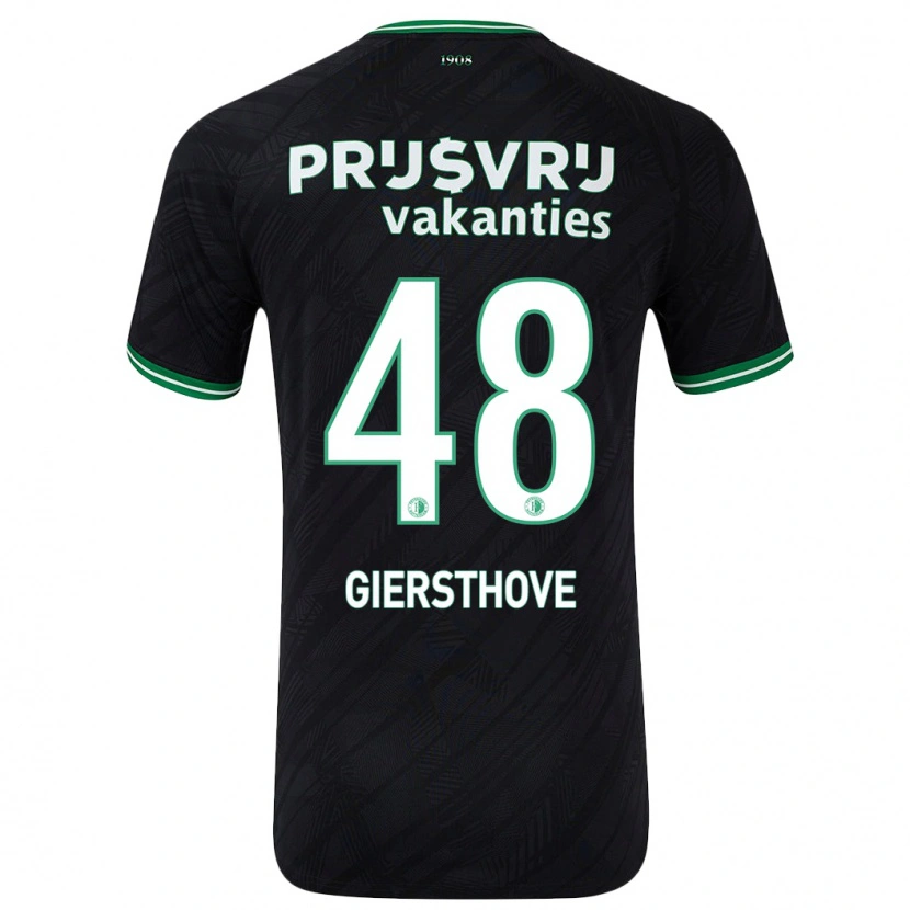 Danxen Kinderen Djomar Giersthove #48 Zwart Groen Uitshirt Uittenue 2024/25 T-Shirt