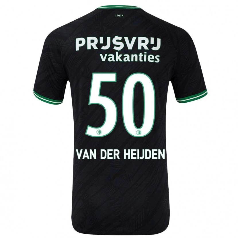 Danxen Kinderen Délano Van Der Heijden #50 Zwart Groen Uitshirt Uittenue 2024/25 T-Shirt