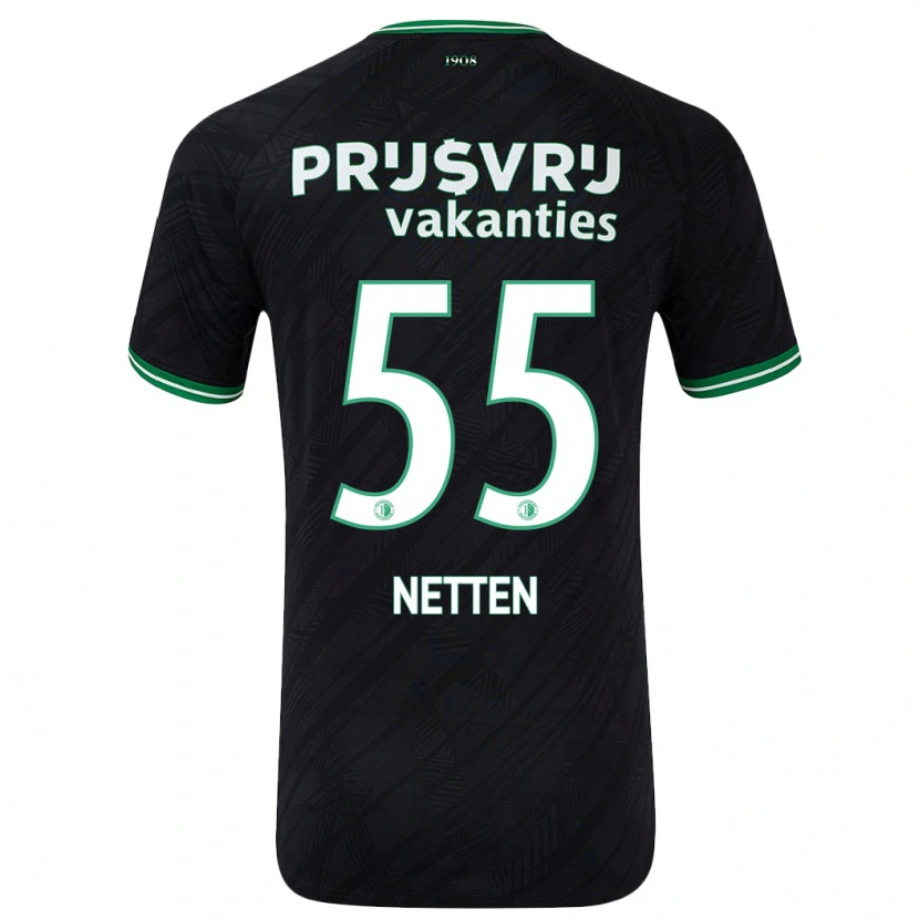 Danxen Kinderen Luc Netten #55 Zwart Groen Uitshirt Uittenue 2024/25 T-Shirt