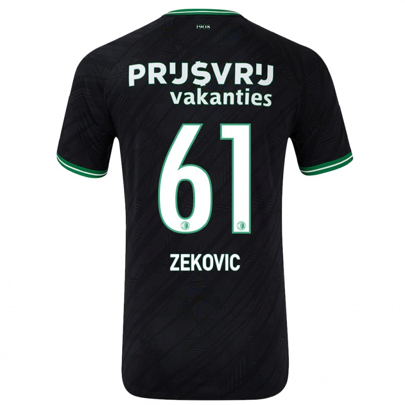 Danxen Kinderen Aleks Zekovic #61 Zwart Groen Uitshirt Uittenue 2024/25 T-Shirt