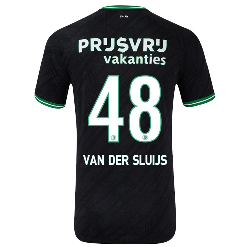 Danxen Kinderen Joep Van Der Sluijs #48 Zwart Groen Uitshirt Uittenue 2024/25 T-Shirt