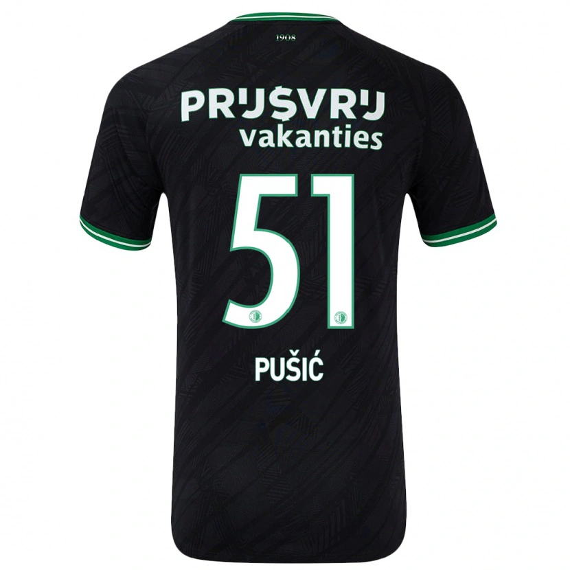 Danxen Kinderen Noah Pušić #51 Zwart Groen Uitshirt Uittenue 2024/25 T-Shirt