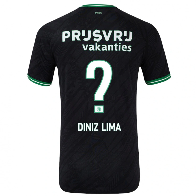 Danxen Kinderen Lucas Diniz Lima #0 Zwart Groen Uitshirt Uittenue 2024/25 T-Shirt