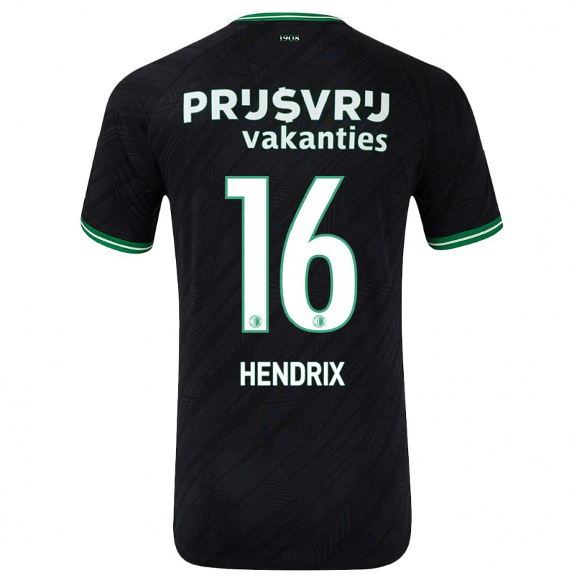 Danxen Kinderen Jorrit Hendrix #16 Zwart Groen Uitshirt Uittenue 2024/25 T-Shirt