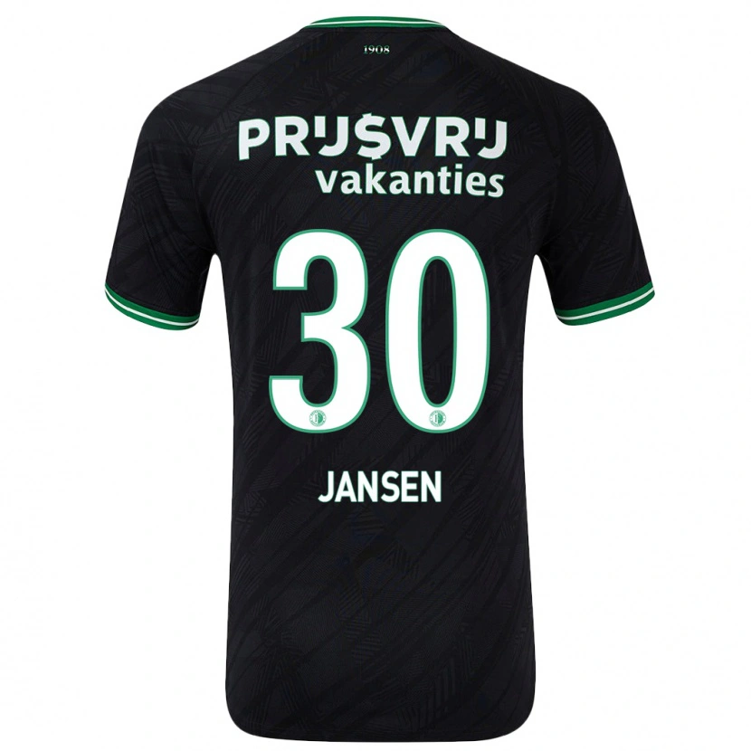 Danxen Kinderen Thijs Jansen #30 Zwart Groen Uitshirt Uittenue 2024/25 T-Shirt