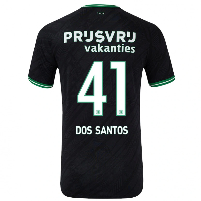 Danxen Kinderen Giuliany Ben-David Dos Santos #41 Zwart Groen Uitshirt Uittenue 2024/25 T-Shirt