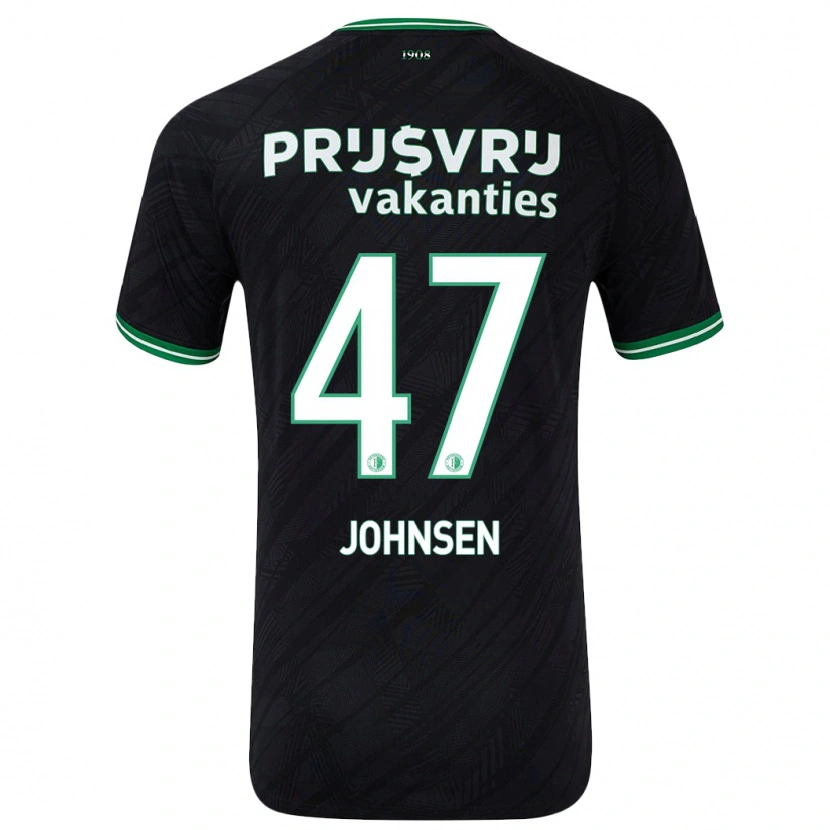 Danxen Kinderen Mikael Torset Johnsen #47 Zwart Groen Uitshirt Uittenue 2024/25 T-Shirt