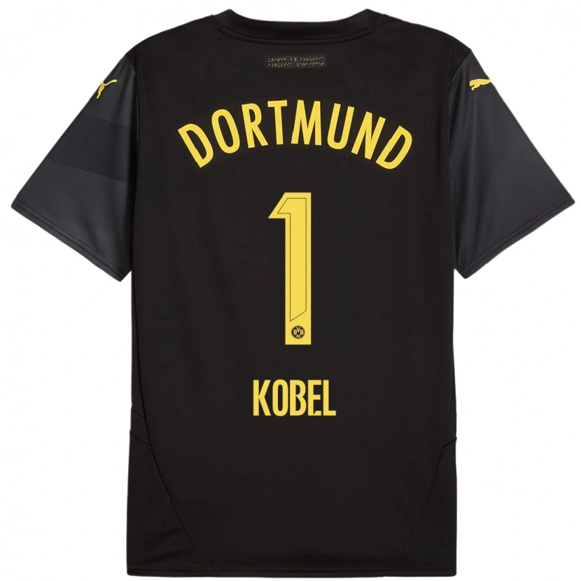 Danxen Kinderen Gregor Kobel #1 Zwart Geel Uitshirt Uittenue 2024/25 T-Shirt