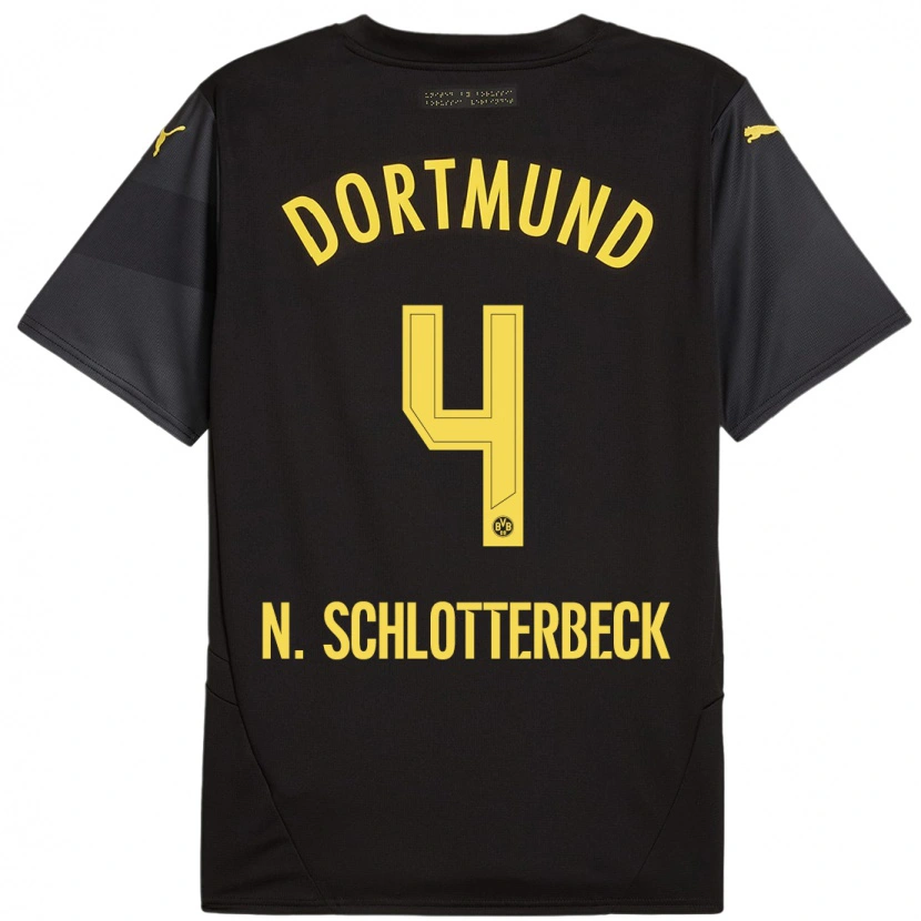 Danxen Kinderen Nico Schlotterbeck #4 Zwart Geel Uitshirt Uittenue 2024/25 T-Shirt