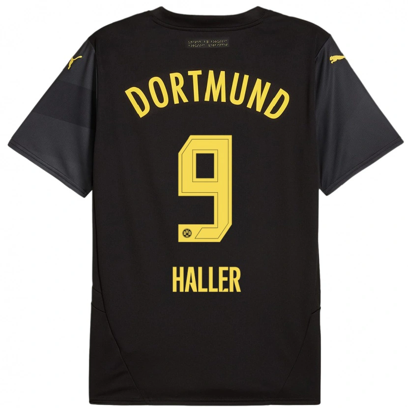 Danxen Kinderen Sébastien Haller #9 Zwart Geel Uitshirt Uittenue 2024/25 T-Shirt