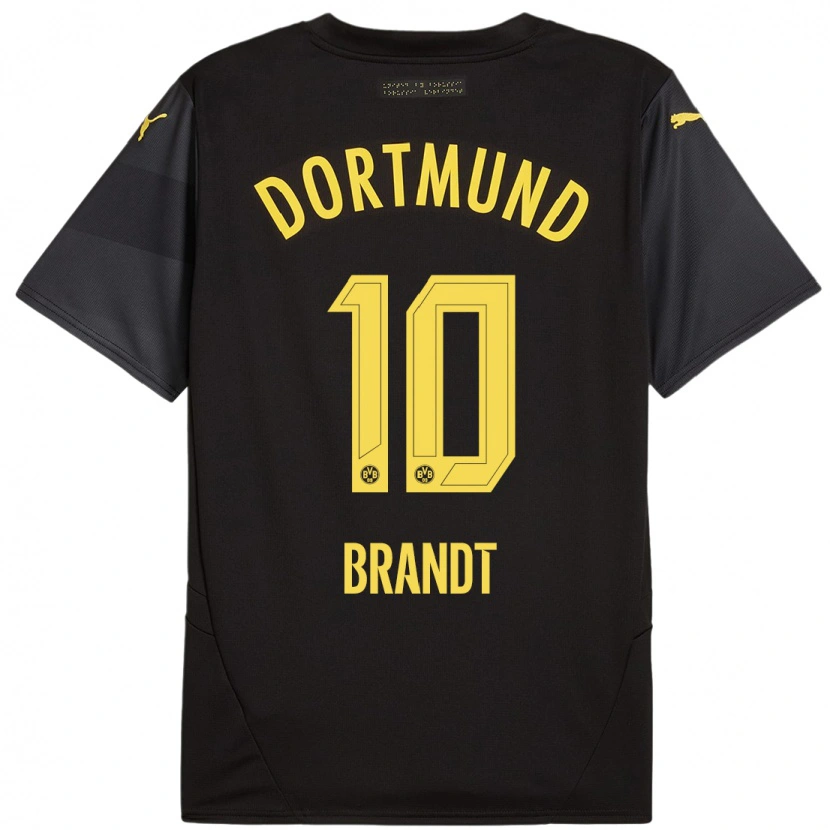 Danxen Kinderen Julian Brandt #10 Zwart Geel Uitshirt Uittenue 2024/25 T-Shirt