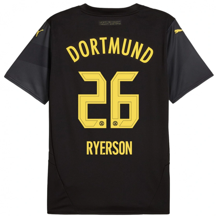 Danxen Kinderen Julian Ryerson #26 Zwart Geel Uitshirt Uittenue 2024/25 T-Shirt