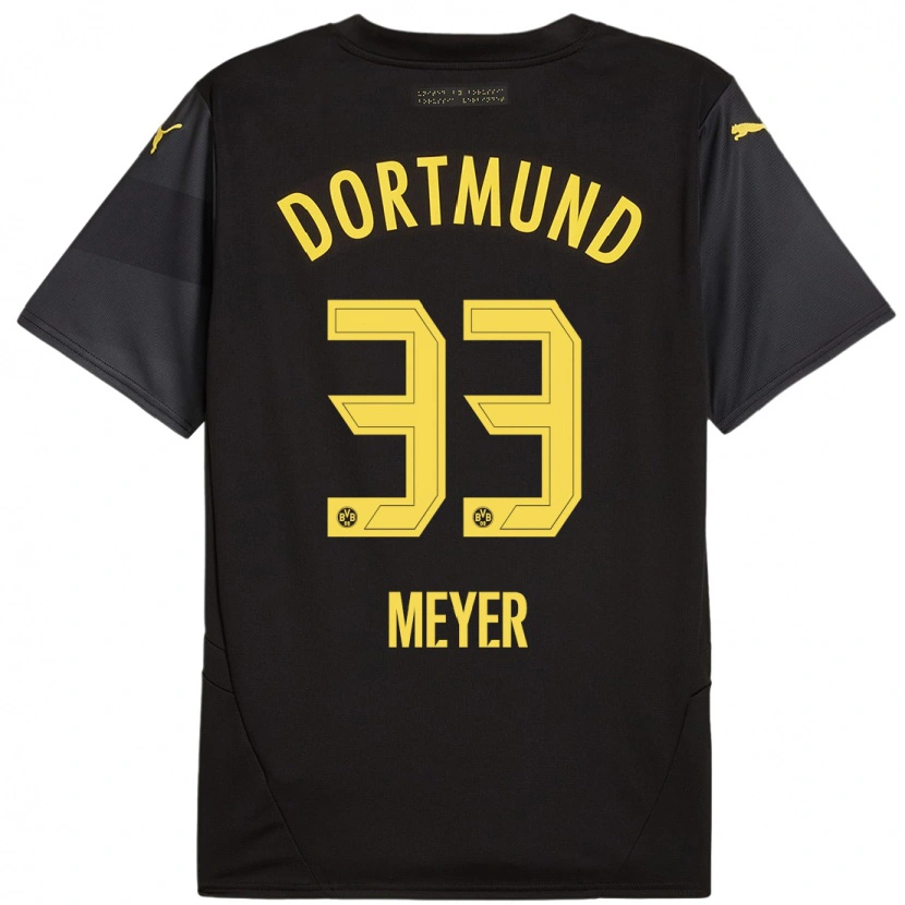 Danxen Kinderen Alexander Meyer #33 Zwart Geel Uitshirt Uittenue 2024/25 T-Shirt