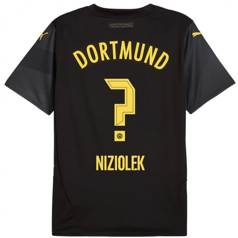 Danxen Kinderen Alex Niziolek #0 Zwart Geel Uitshirt Uittenue 2024/25 T-Shirt