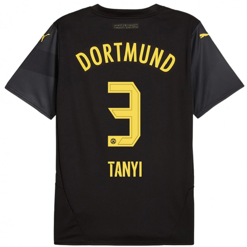 Danxen Kinderen Paul Tanyi #3 Zwart Geel Uitshirt Uittenue 2024/25 T-Shirt