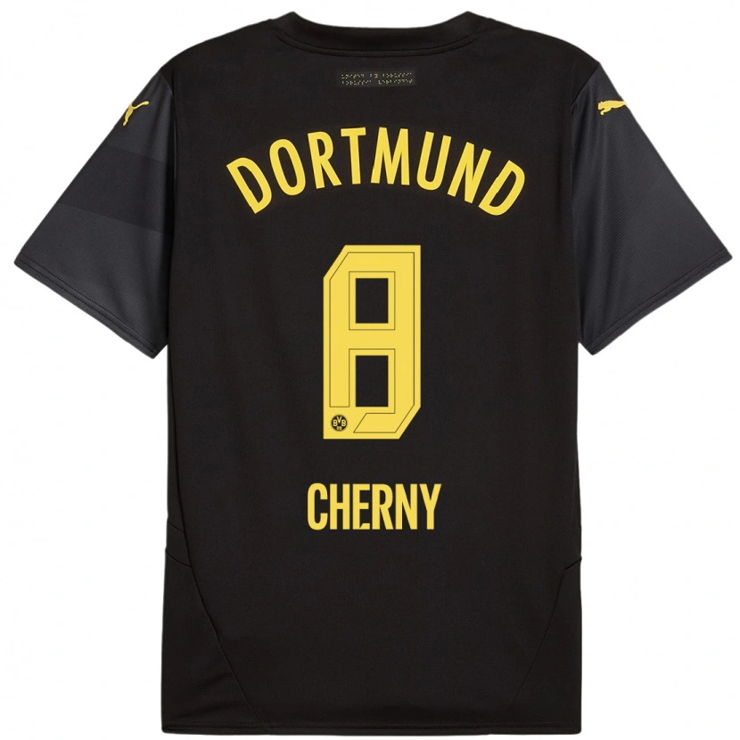 Danxen Kinderen Nick Cherny #8 Zwart Geel Uitshirt Uittenue 2024/25 T-Shirt