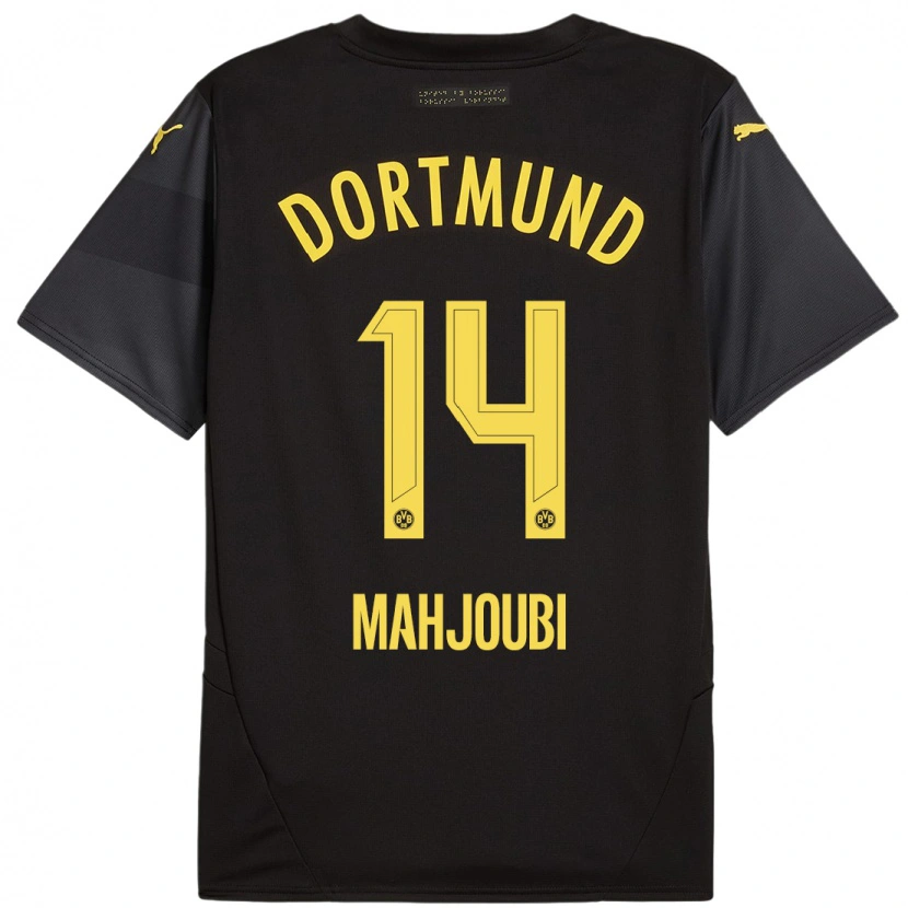 Danxen Kinderen Anas Mahjoubi #14 Zwart Geel Uitshirt Uittenue 2024/25 T-Shirt