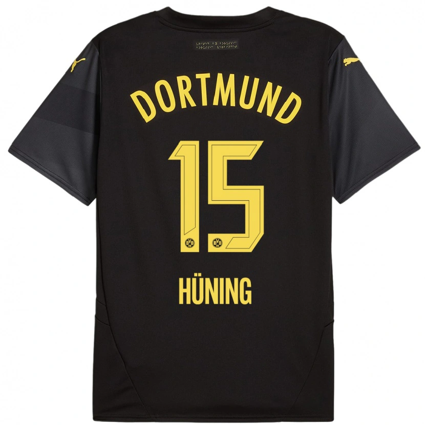 Danxen Kinderen Ben Hüning #15 Zwart Geel Uitshirt Uittenue 2024/25 T-Shirt