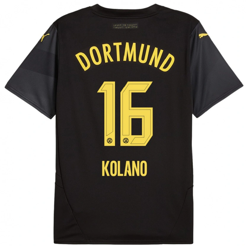 Danxen Kinderen Damian Kolano #16 Zwart Geel Uitshirt Uittenue 2024/25 T-Shirt